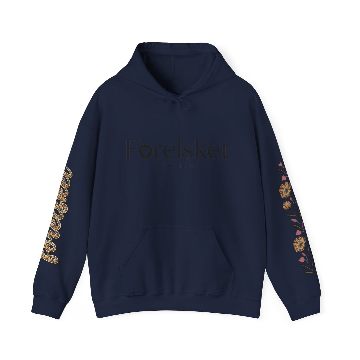 Forelsket Floral Hoodie — 'Forelsket' Logo & Rose Sleeve Graphic