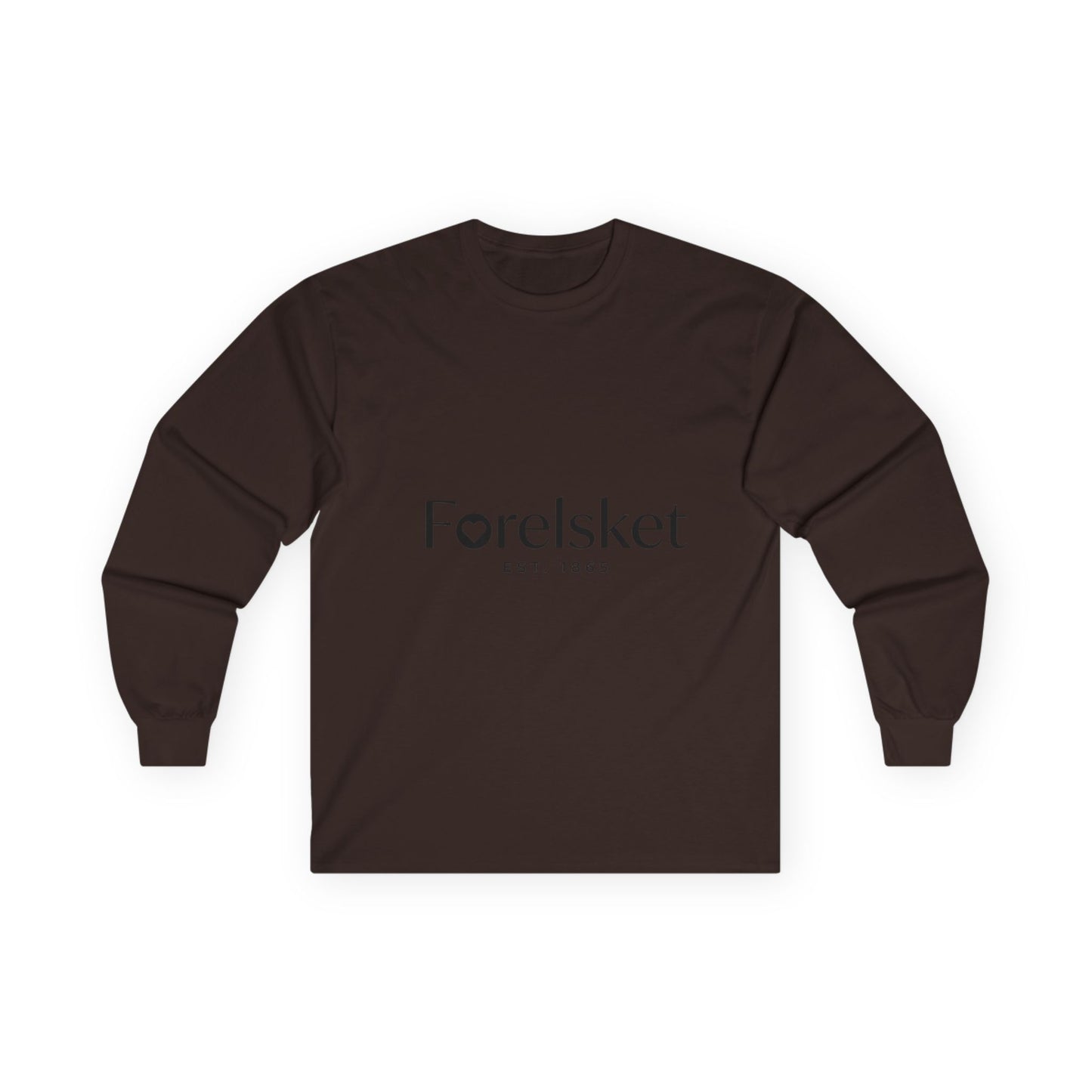 Long Sleeve Tee — 'Forelsket' Minimal Logo with Vertical Brown Floral Back